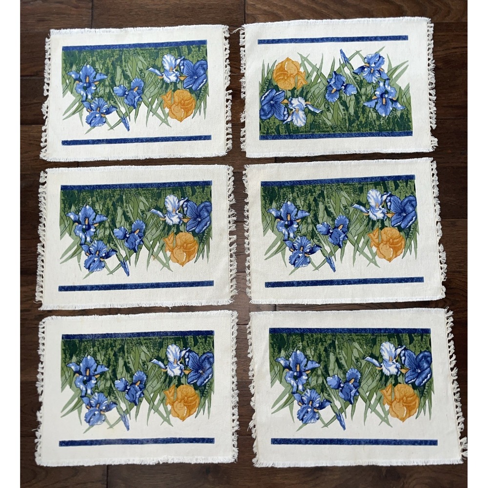 NWT Floral‎ Embroidered Placemats Set of 6 by Nidico India Flower Garden